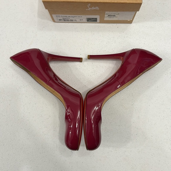 NWT CHRISTIAN LOUBOUTIN SIMPLE PUMP 100 PATENT CALF CRANBERRY - Picture 5 of 9